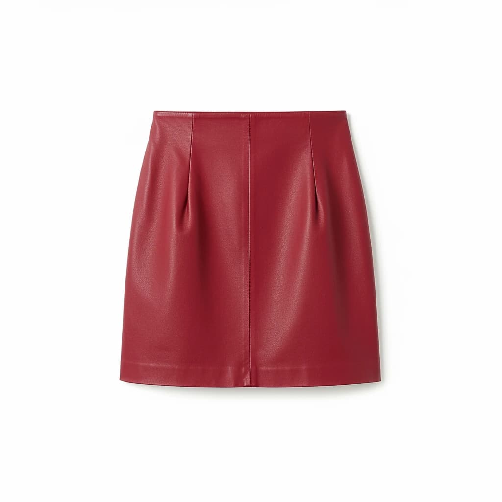 Red leather skirt side view